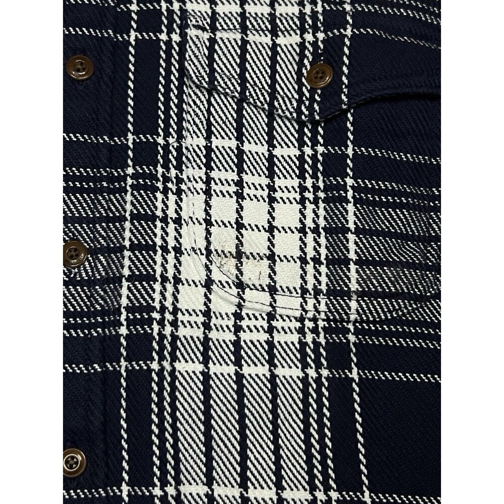 Outerknown Blanket Shirt Flannel Heavyweight Organic Cotton Plaid Men’s L Navy - Picture 4 of 6
